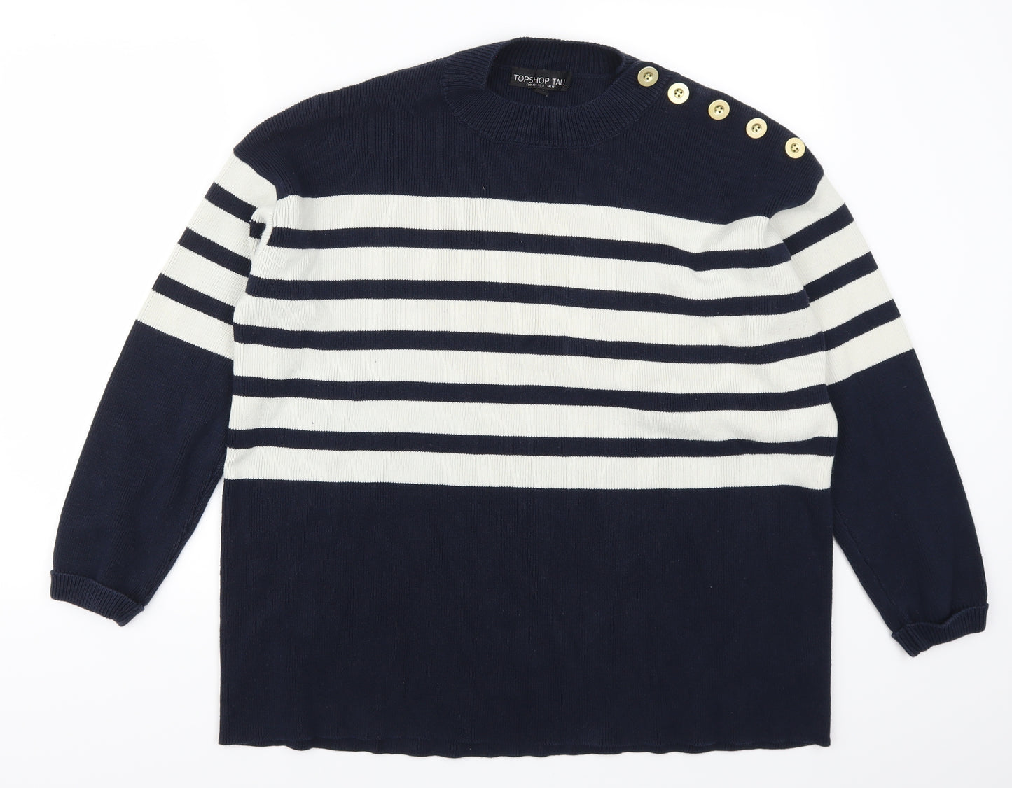Topshop Womens Blue Striped  Pullover Jumper Size 12