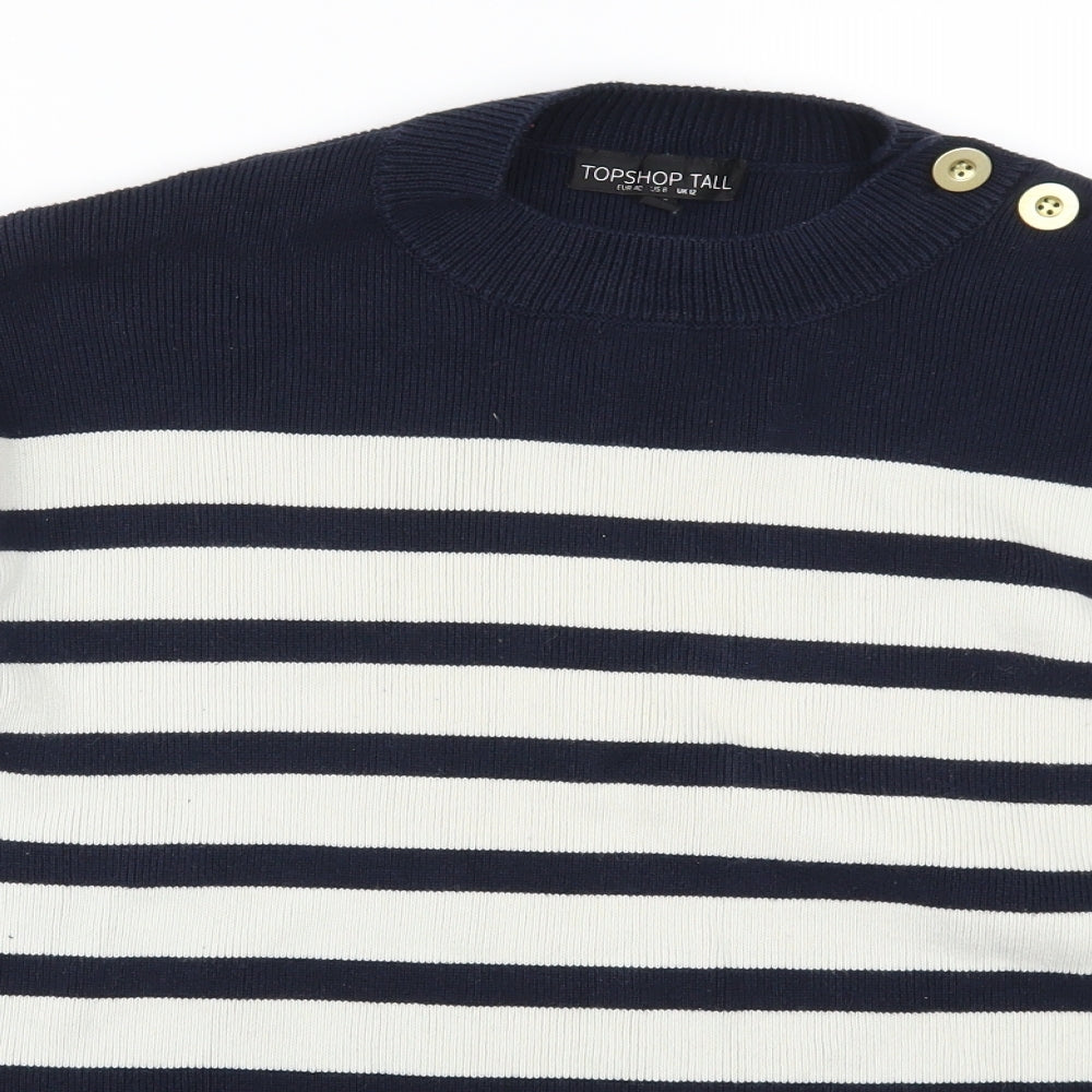 Topshop Womens Blue Striped  Pullover Jumper Size 12
