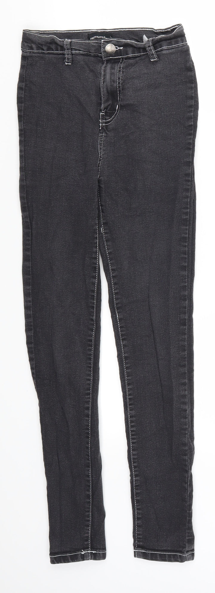 Pretty Little Thing Womens Grey Denim Straight Jeans Size 6 L26.5 in