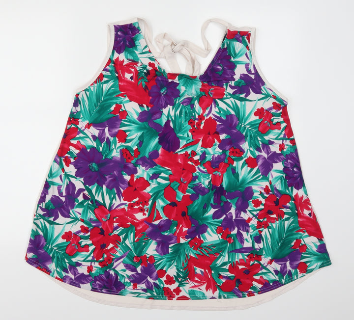 Isle Womens Multicoloured Floral Basic Tank Size 16