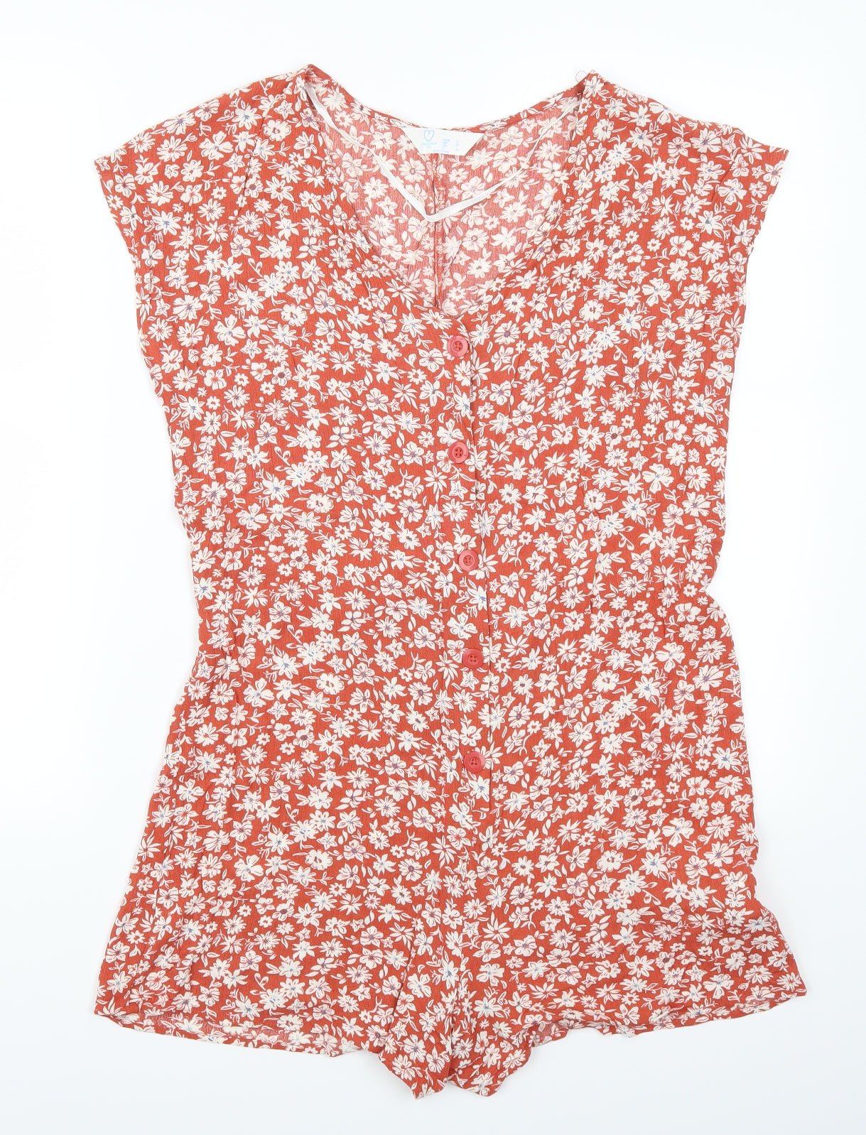 Primark Womens Red Floral  Playsuit One-Piece Size 8 L3 in