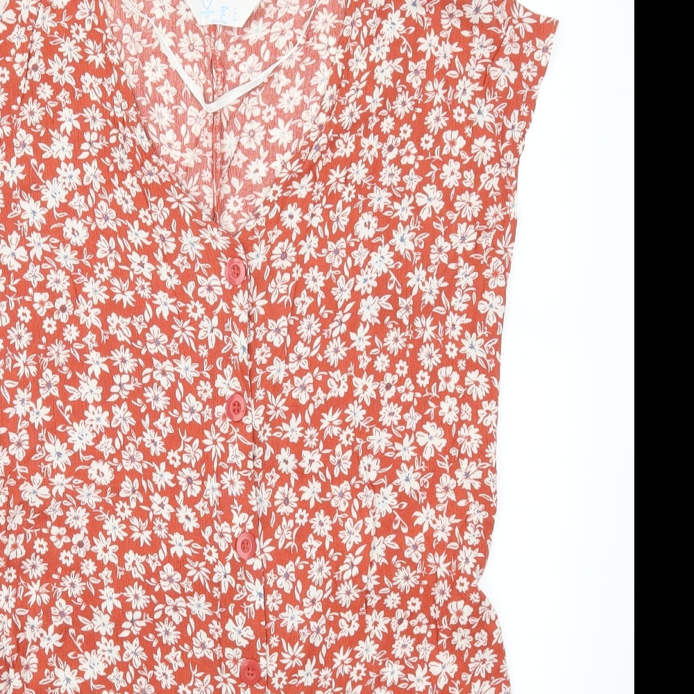 Primark Womens Red Floral  Playsuit One-Piece Size 8 L3 in