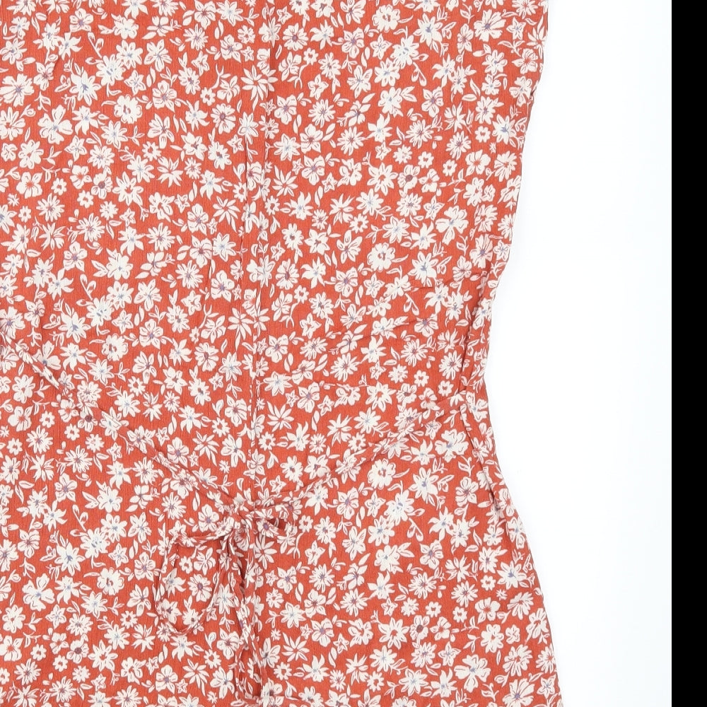 Primark Womens Red Floral  Playsuit One-Piece Size 8 L3 in
