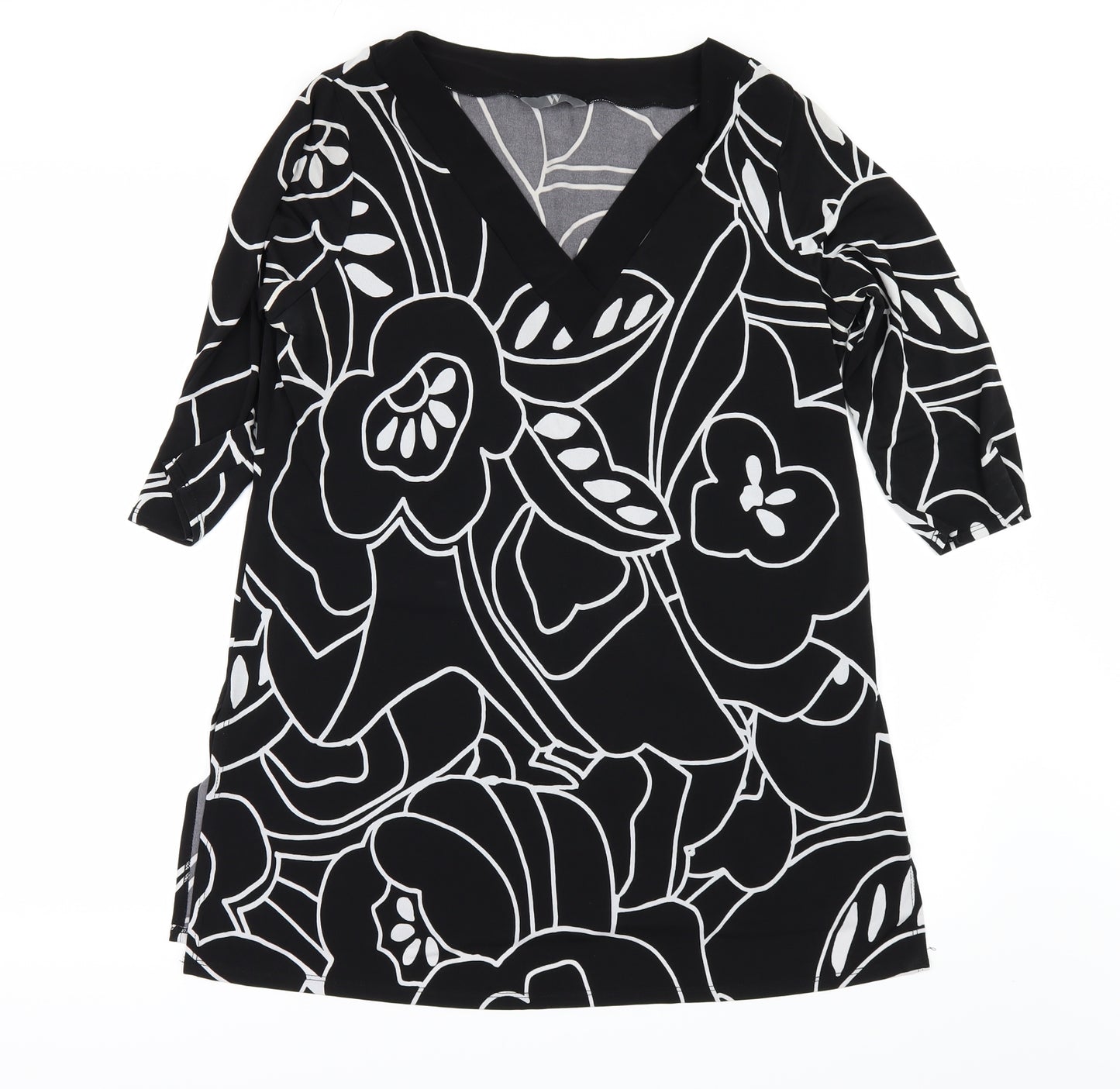 BHS Womens Black Geometric  Basic Blouse Size 14