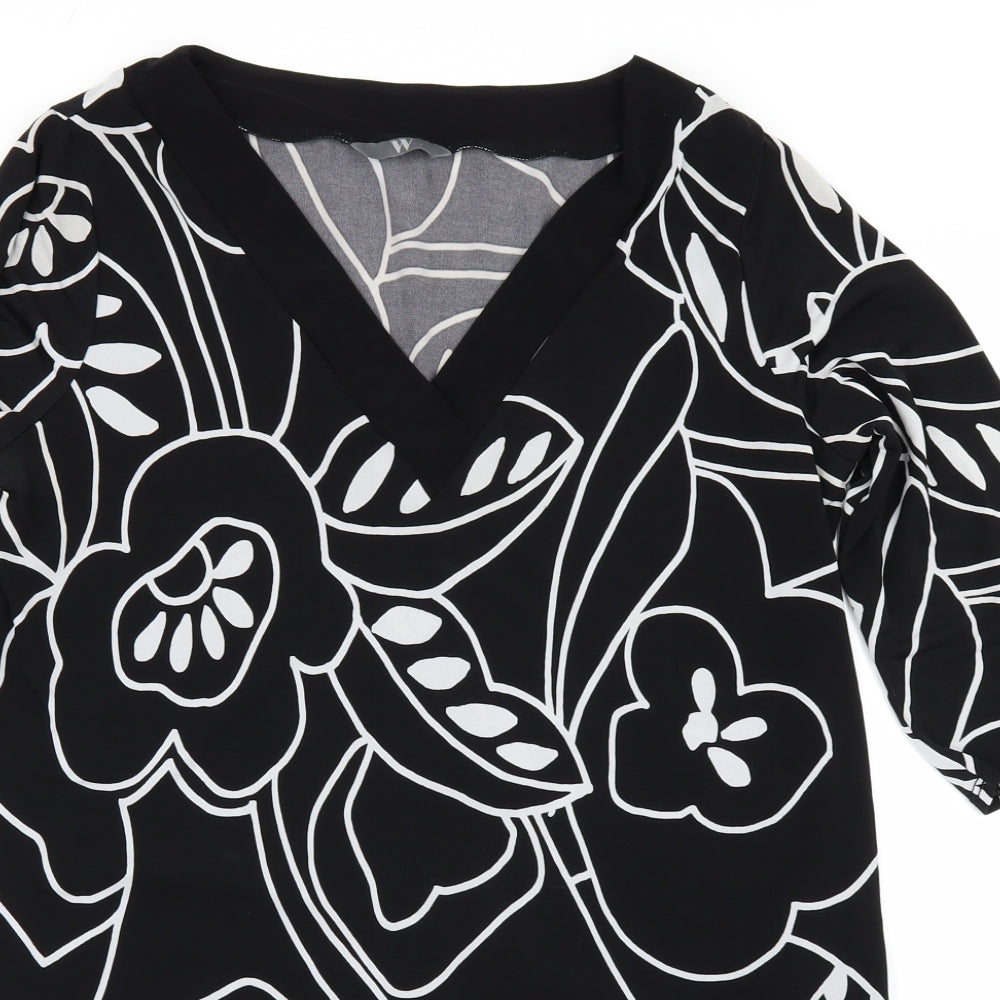 BHS Womens Black Geometric  Basic Blouse Size 14