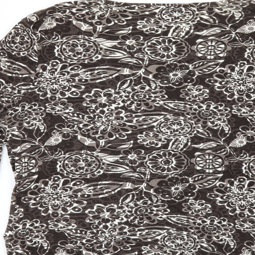 Soon Womens Brown Floral  Basic T-Shirt Size 16