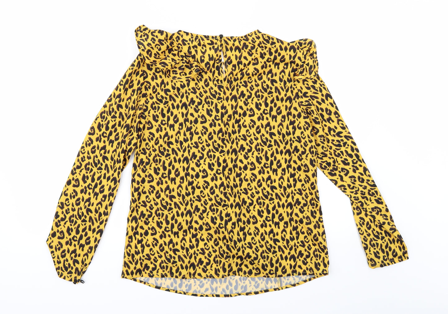 Savida` Womens Yellow Animal Print  Tunic Blouse Size XS