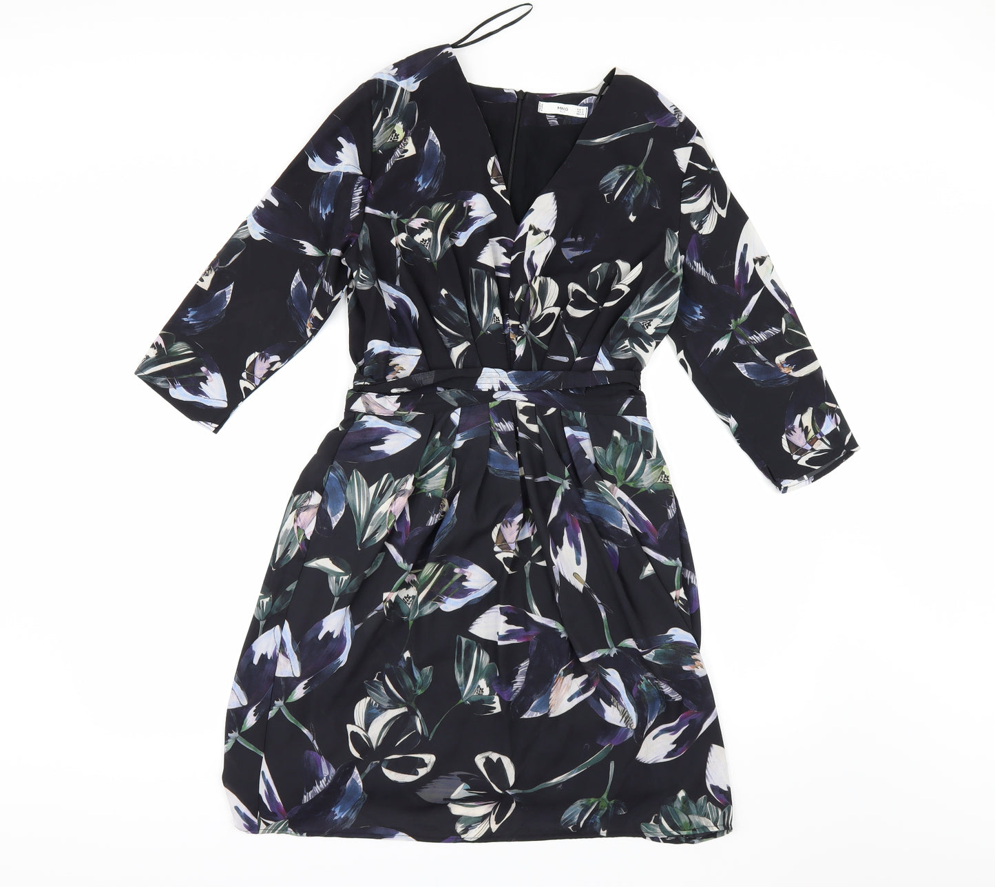 MNG Womens Black Floral  Fit & Flare  Size S