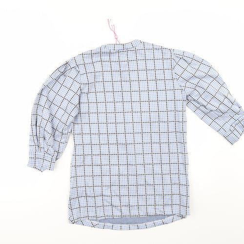 Savida Womens Blue Check  Tunic Blouse Size XS