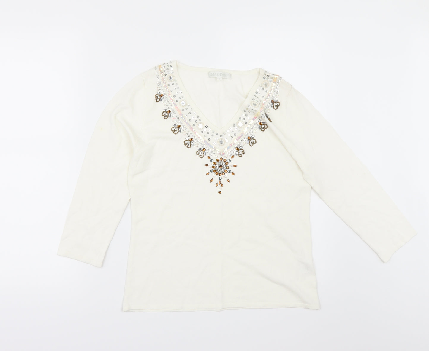 IMAGINI Womens White   Basic T-Shirt Size S