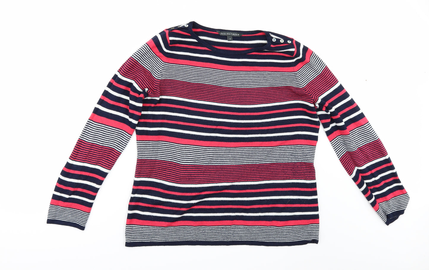 Love knitwear Womens Multicoloured Striped  Pullover Jumper Size 12