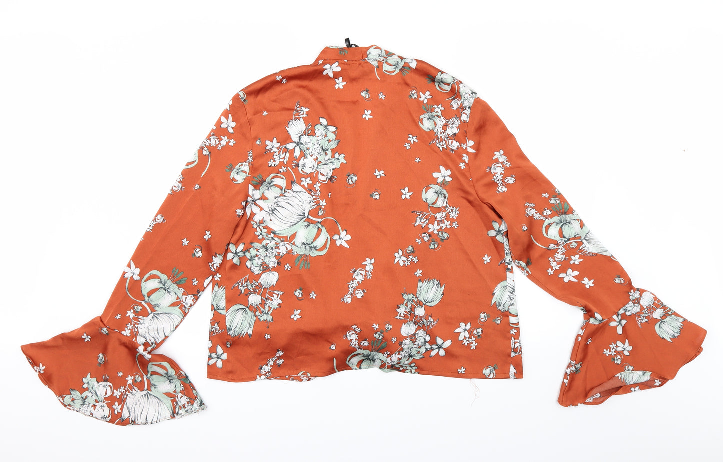 Missguided Womens Orange Floral  Kimono Blouse Size 10  - flared sleeves