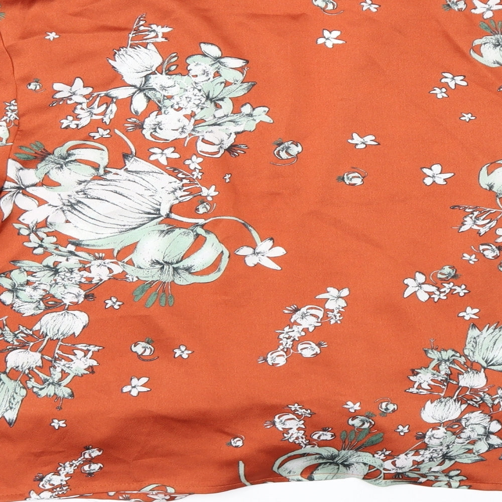 Missguided Womens Orange Floral  Kimono Blouse Size 10  - flared sleeves