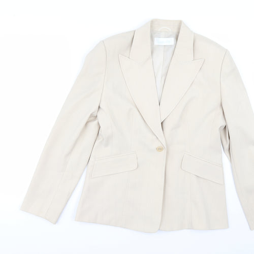 Liquid Womens Beige Striped  Jacket Suit Jacket Size 14