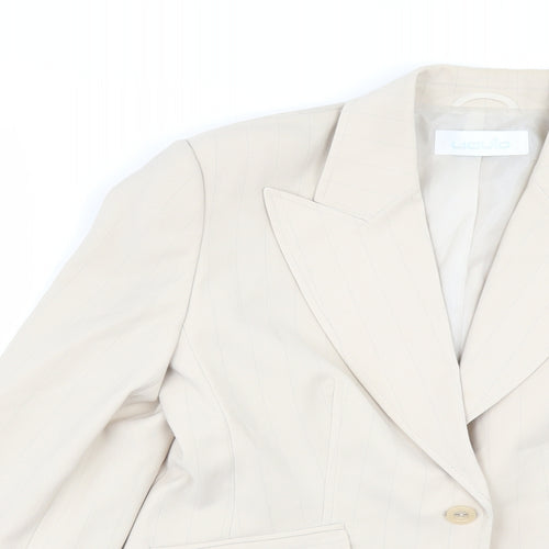 Liquid Womens Beige Striped  Jacket Suit Jacket Size 14