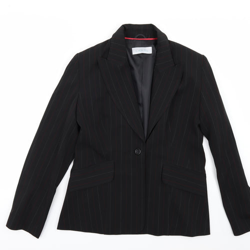Liquid Womens Black Striped  Jacket Suit Jacket Size 14