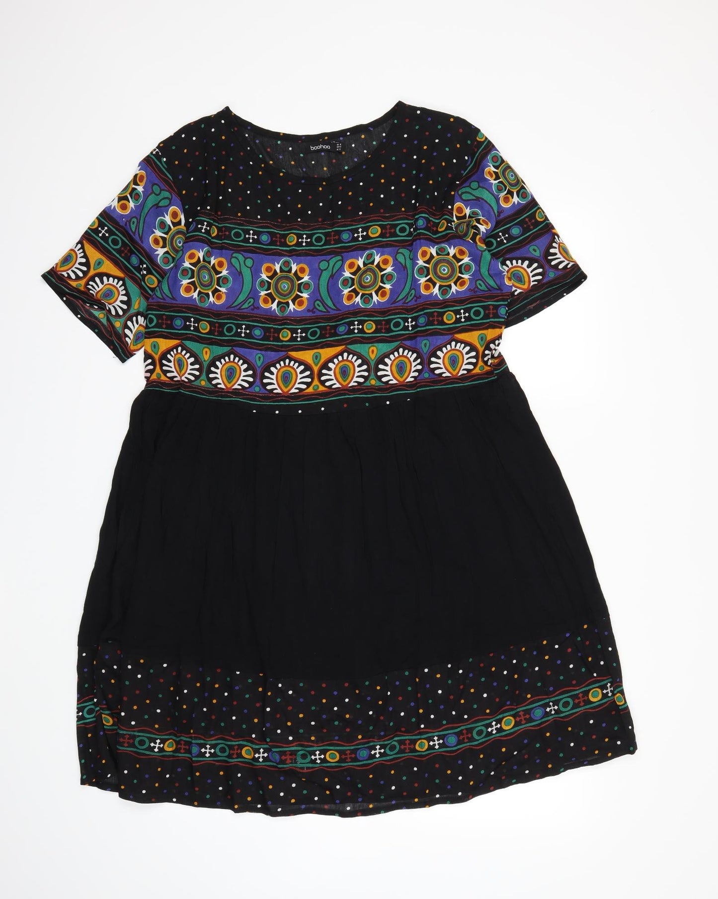 Boohoo Womens Black Polka Dot  Shift  Size 16