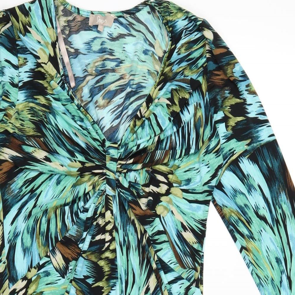 Soon Womens Blue Floral  Fit & Flare  Size 14
