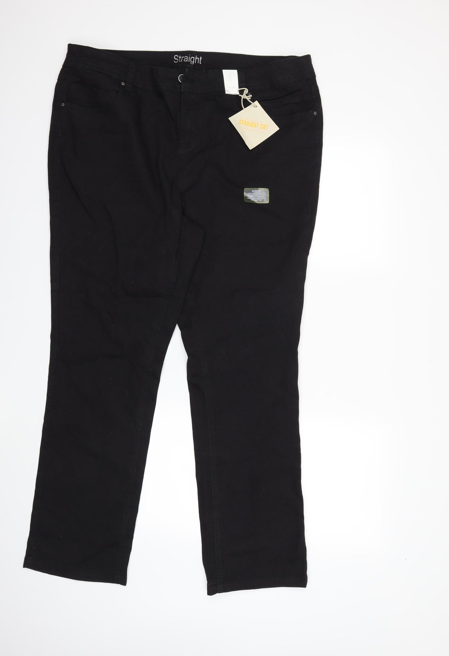 Evans Womens Black  Denim Straight Jeans Size 22 L30 in