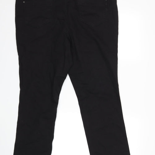 Evans Womens Black  Denim Straight Jeans Size 22 L30 in