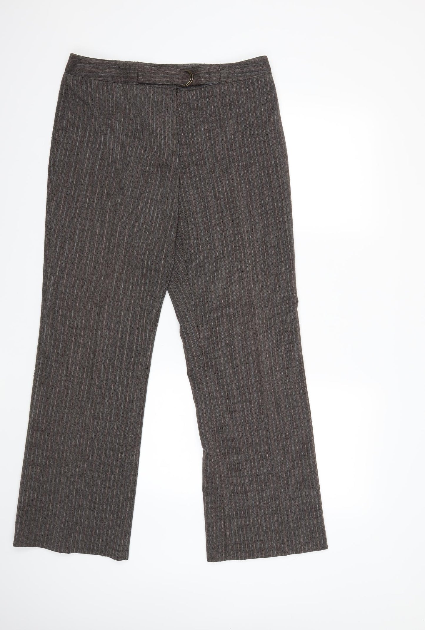 Marks and Spencer Womens Brown Striped  Trousers  Size 14 L29 in