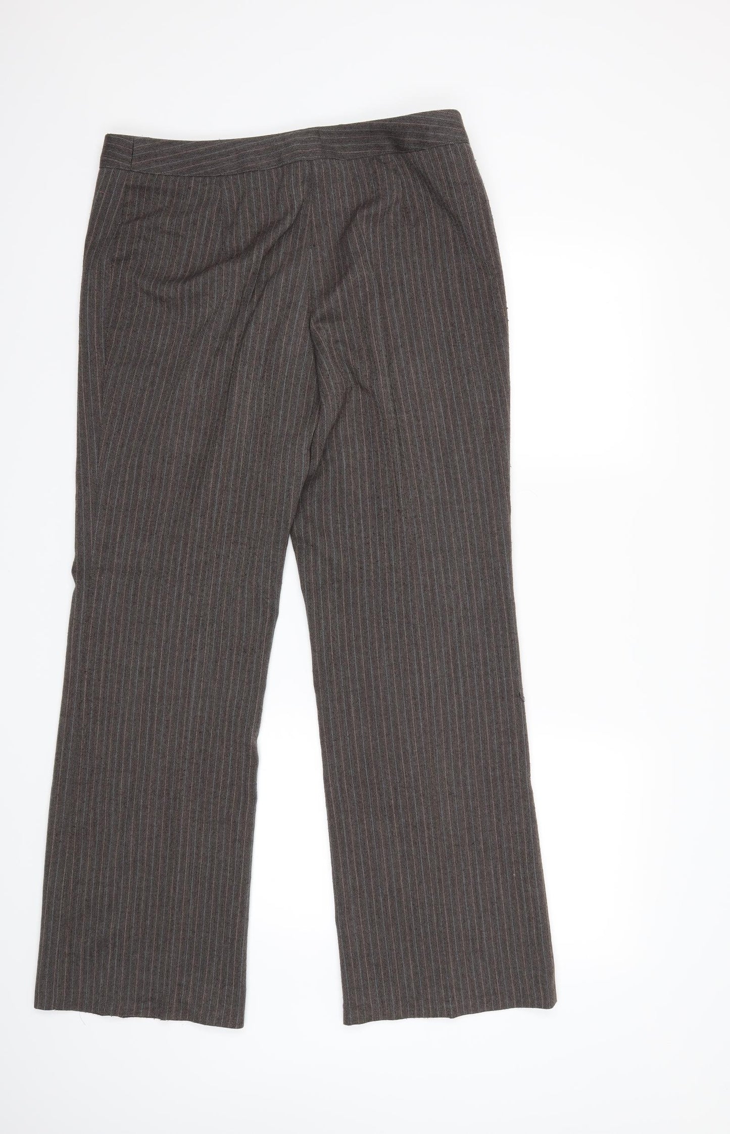 Marks and Spencer Womens Brown Striped  Trousers  Size 14 L29 in