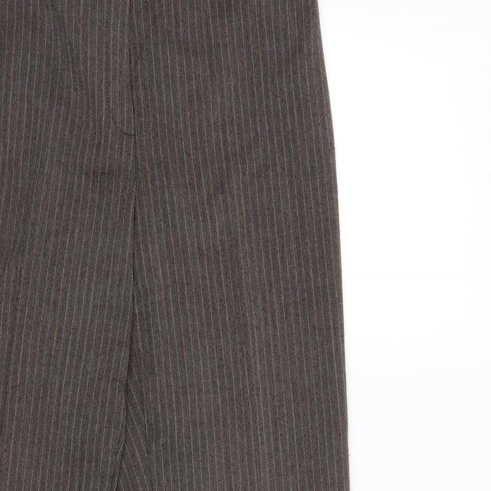 Marks and Spencer Womens Brown Striped  Trousers  Size 14 L29 in