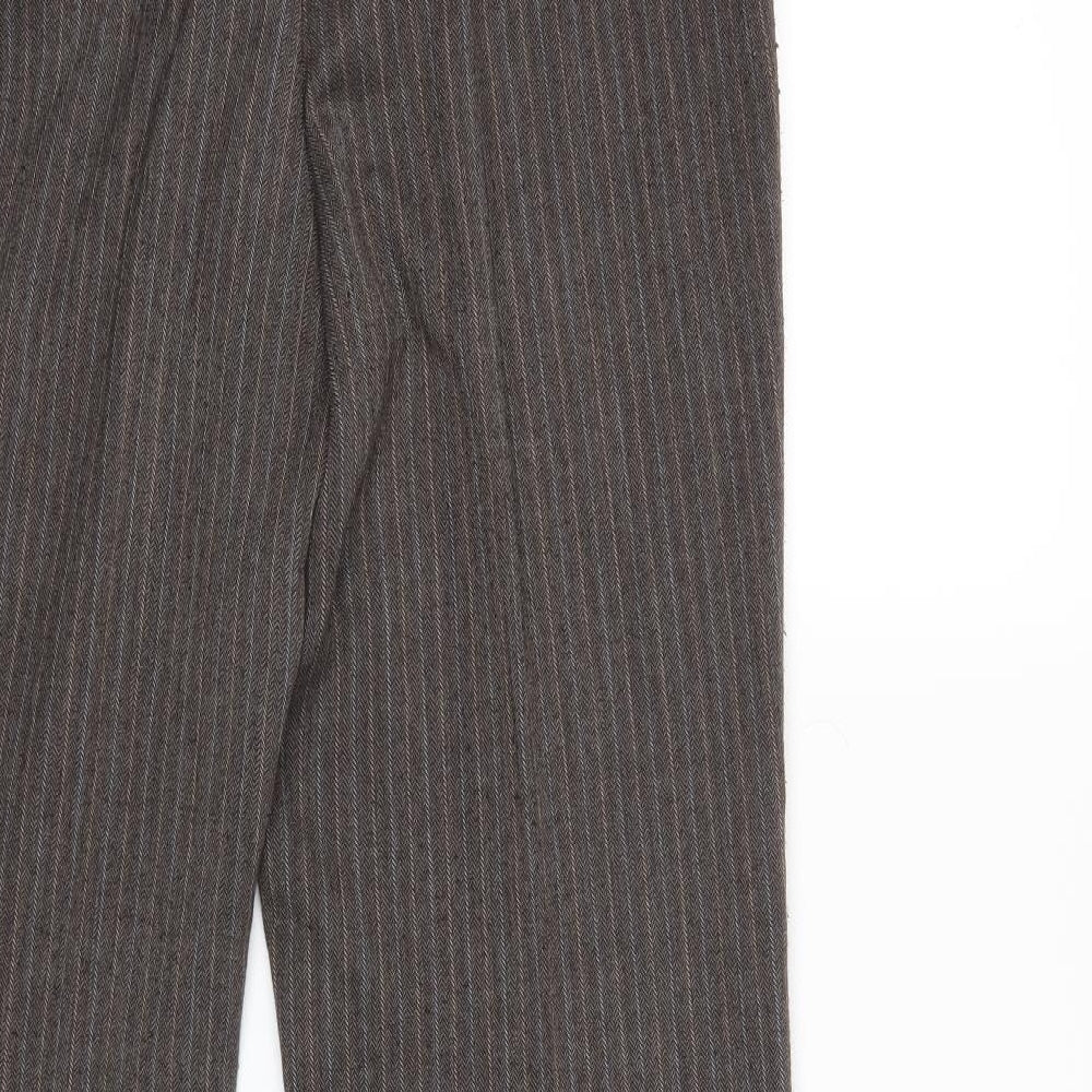 Marks and Spencer Womens Brown Striped  Trousers  Size 14 L29 in