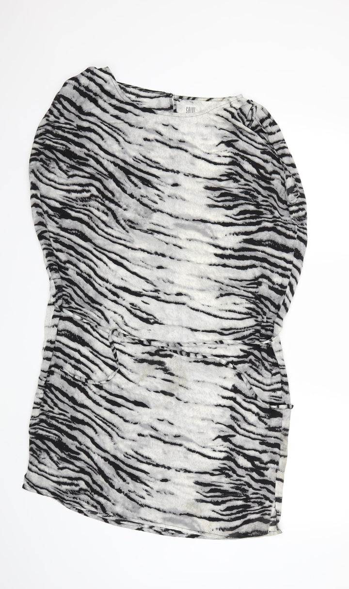 Saint Tropez Clothing Womens Grey Animal Print  Kimono Blouse Size M