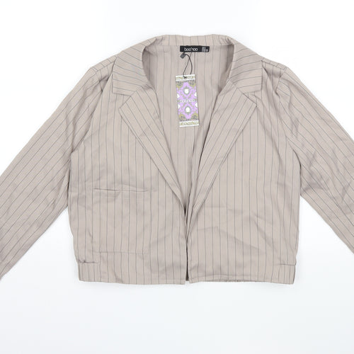 Boohoo Womens Beige Striped  Jacket  Size 8
