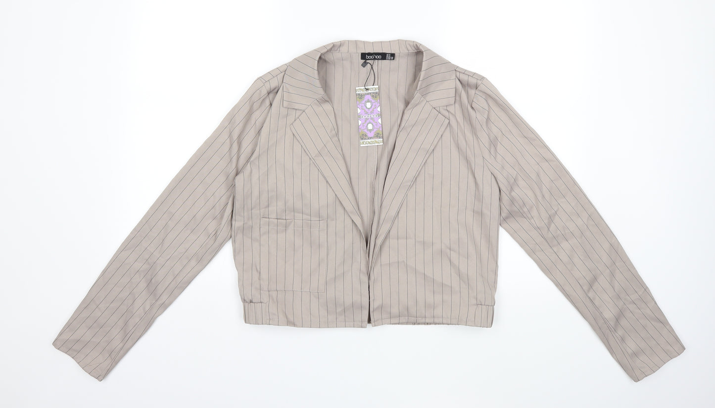 Boohoo Womens Beige Striped  Jacket  Size 8
