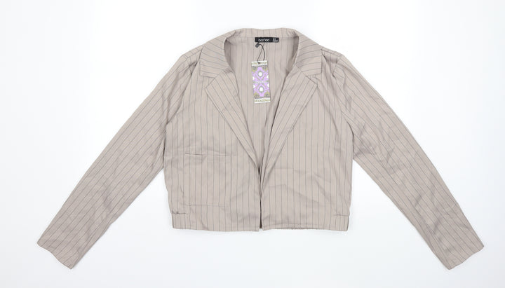 Boohoo Womens Beige Striped  Jacket  Size 8