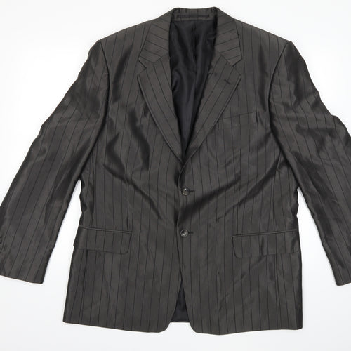 Preworn Mens Grey Striped  Jacket Suit Jacket Size 44