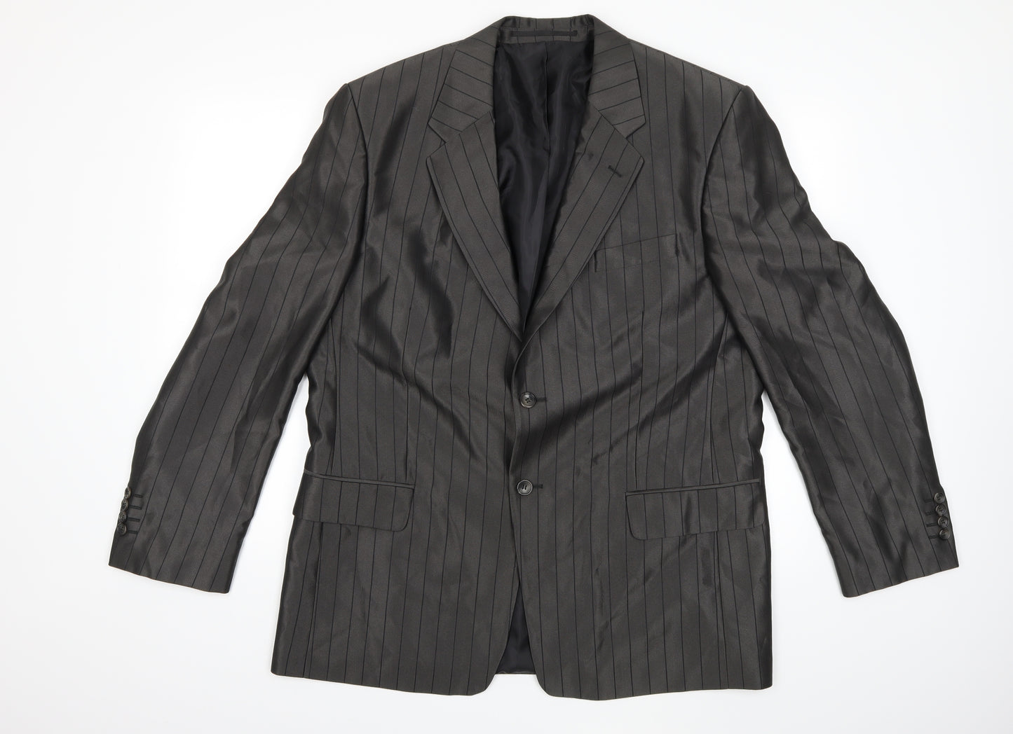 Preworn Mens Grey Striped  Jacket Suit Jacket Size 44