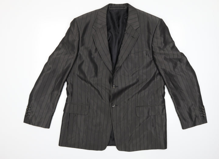 Preworn Mens Grey Striped  Jacket Suit Jacket Size 44