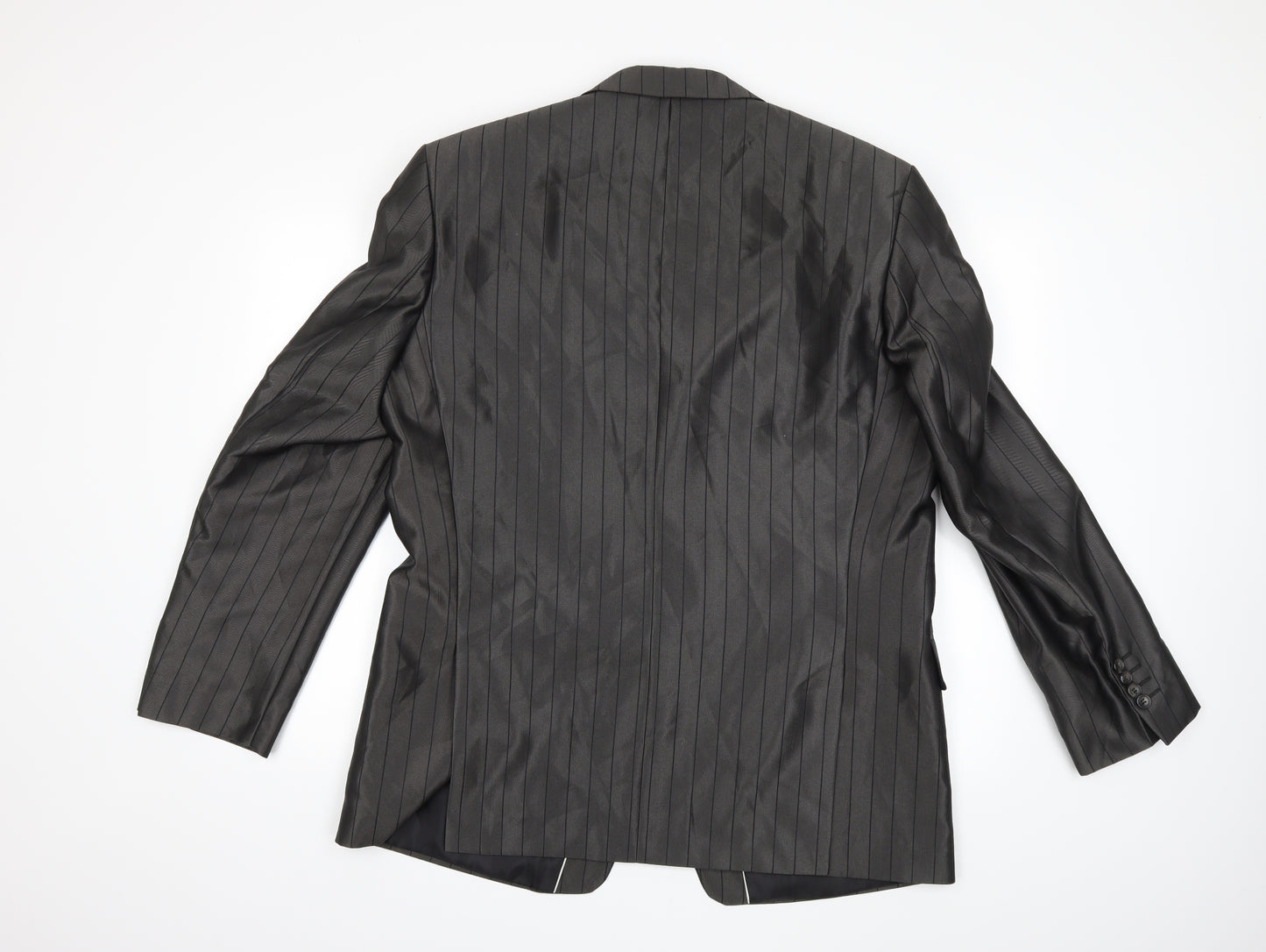Preworn Mens Grey Striped  Jacket Suit Jacket Size 44