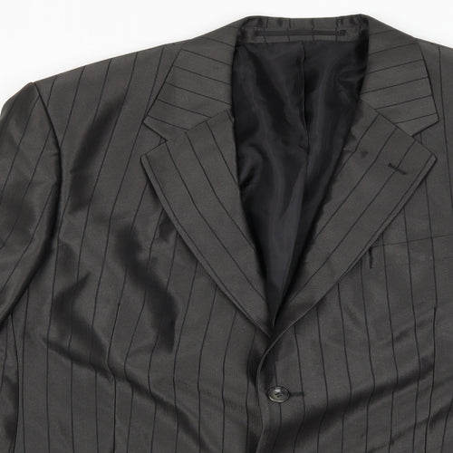 Preworn Mens Grey Striped  Jacket Suit Jacket Size 44