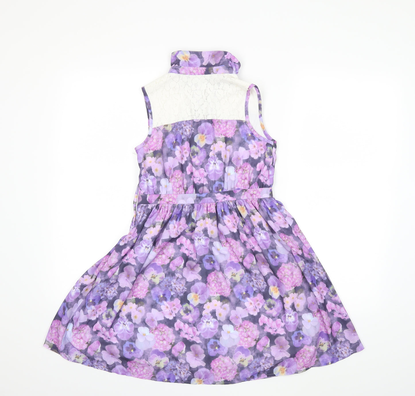 George Girls Purple Floral  Shirt Dress  Size 9-10 Years