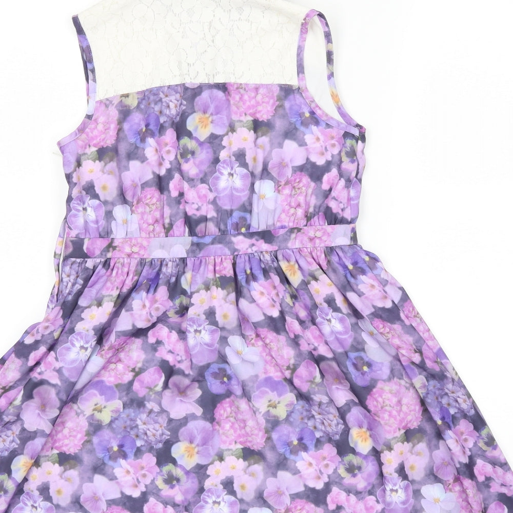 George Girls Purple Floral  Shirt Dress  Size 9-10 Years