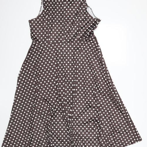 Preworn Womens Brown Polka Dot  Fit & Flare  Size XL
