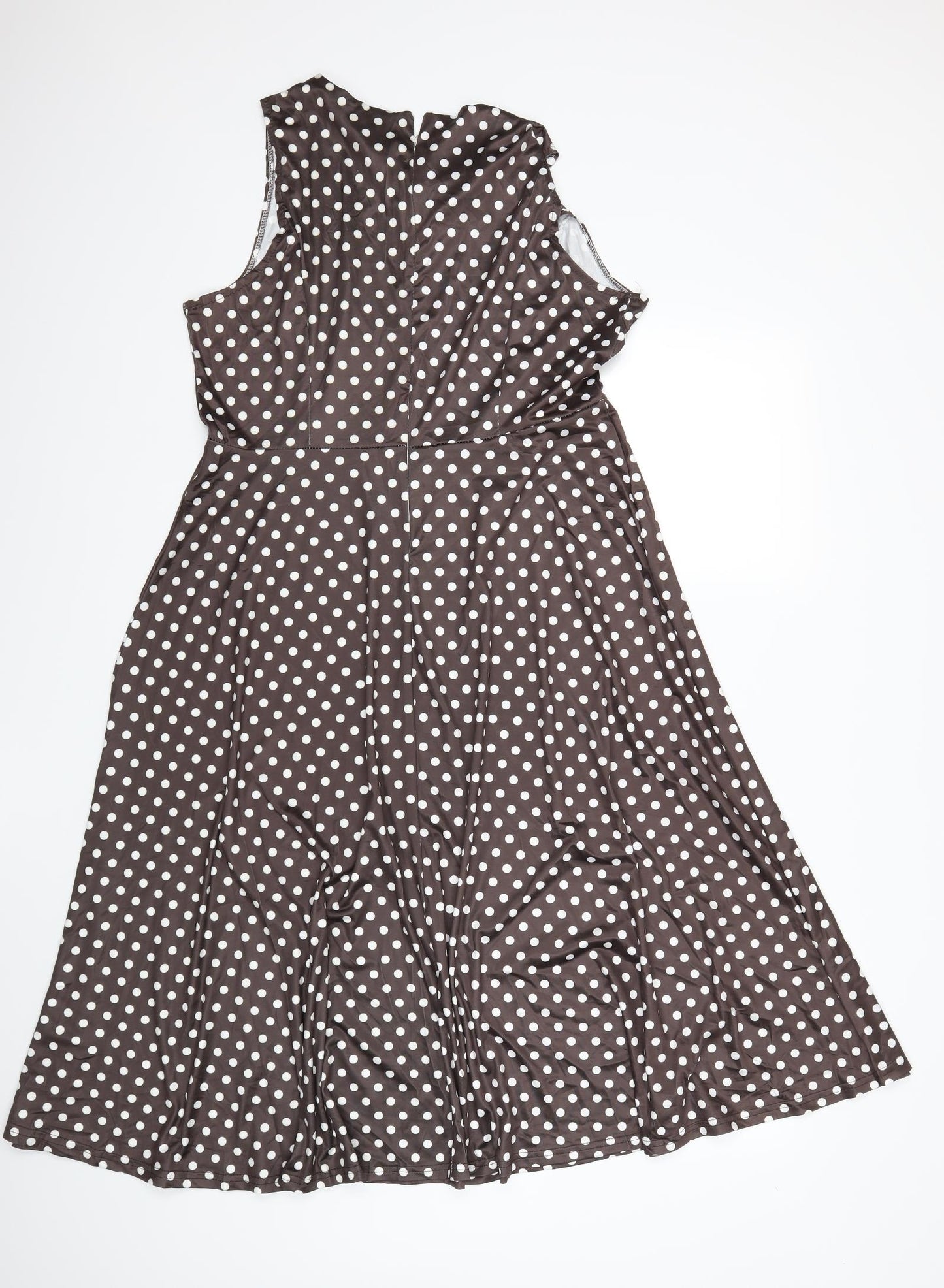 Preworn Womens Brown Polka Dot  Fit & Flare  Size XL