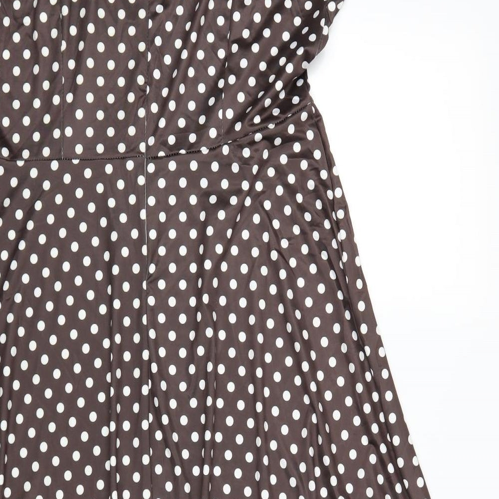 Preworn Womens Brown Polka Dot  Fit & Flare  Size XL