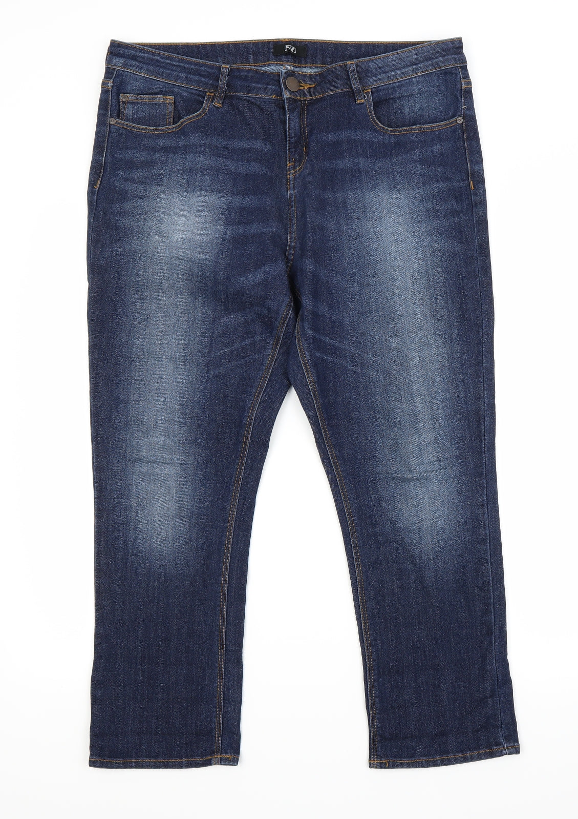 F&F Womens Blue  Denim Capri Jeans Size 14 L24 in