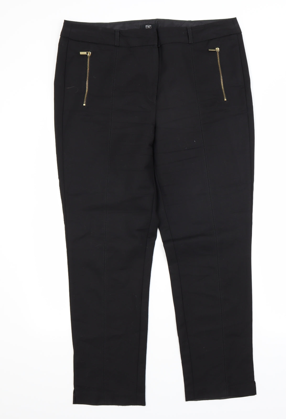 F&F Womens Black   Trousers  Size 14 L25 in