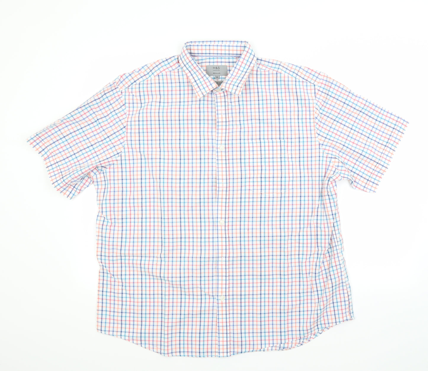 Marks and Spencer Mens White Check   Button-Up Size XL