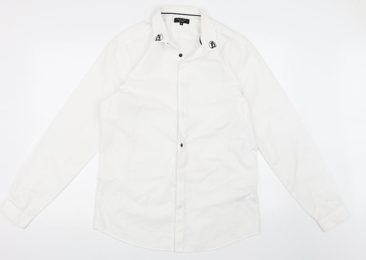 New Look Mens White Button-Up Size M