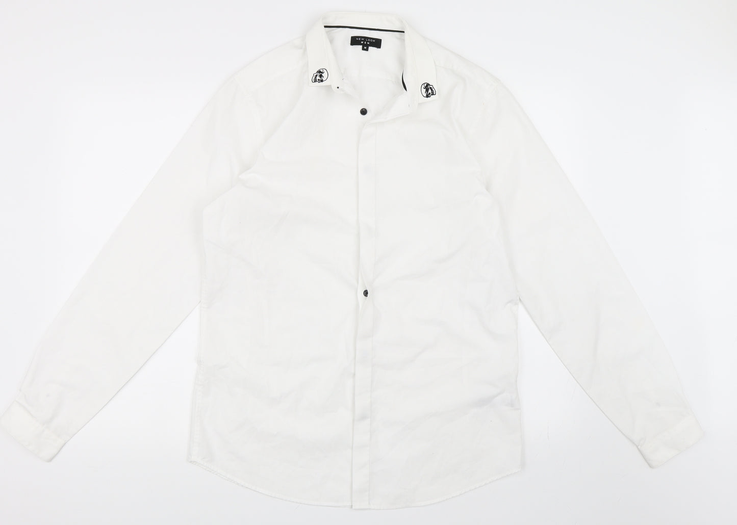 New Look Mens White    Button-Up Size M