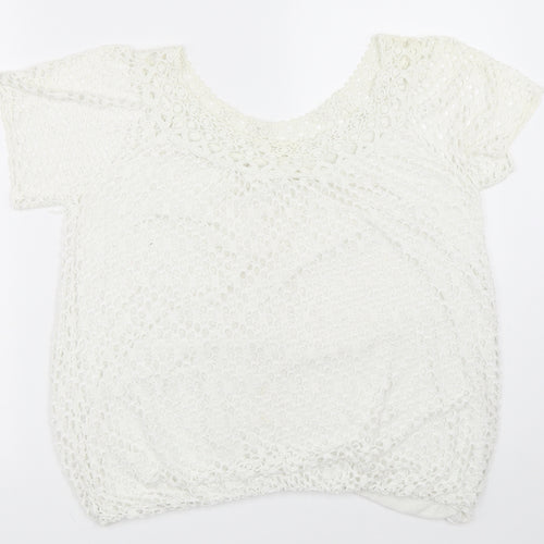 Preworn Womens White   Basic T-Shirt Size L