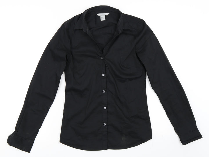 H&M Womens Black   Basic Button-Up Size 32