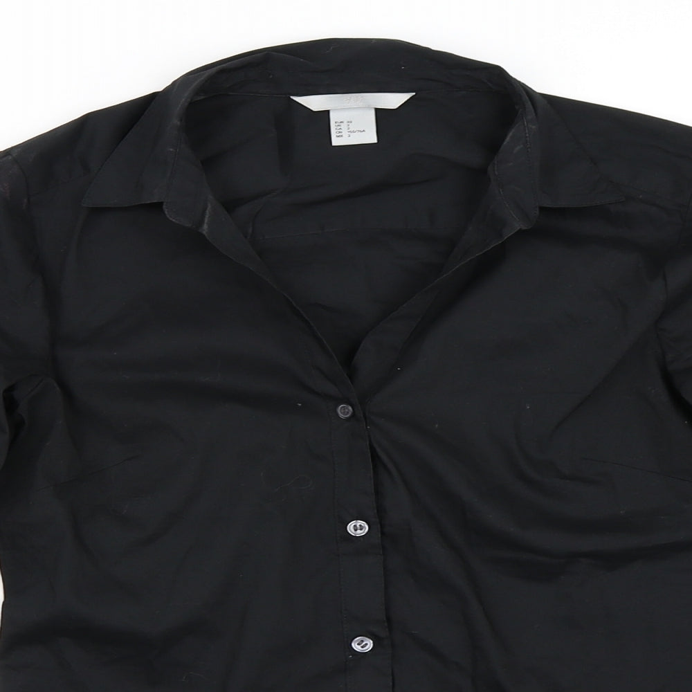 H&M Womens Black   Basic Button-Up Size 32
